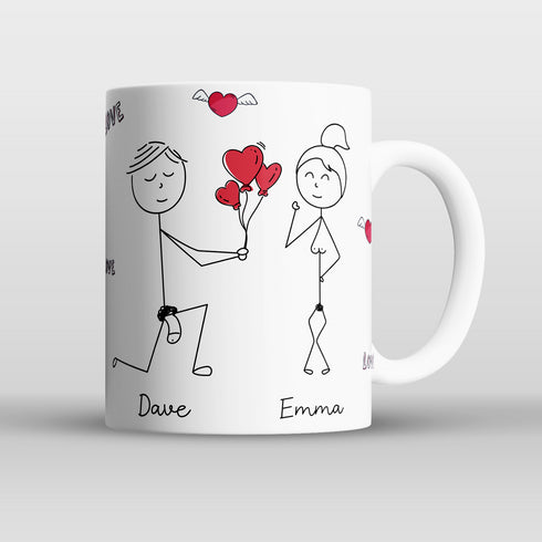 Personalised Line Drawing Couple Mug